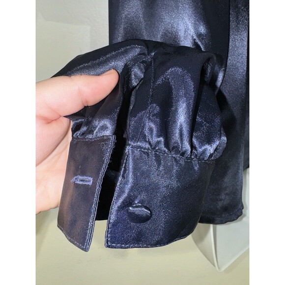 Vintage Jordan Woman Red & Black Striped Long Sleeve Button-Up Blouse Size 10 - Picture 7 of 8